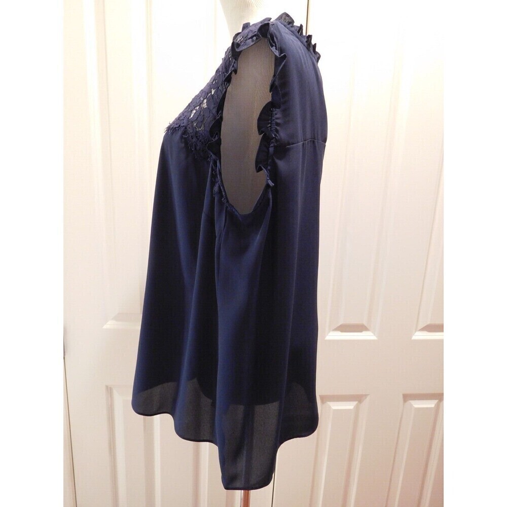 NWT CITY CHIC "Angel Lace Top" in Navy Blue Sleeveless Lace Bodice Blouse S/16 - Picture 6 of 9